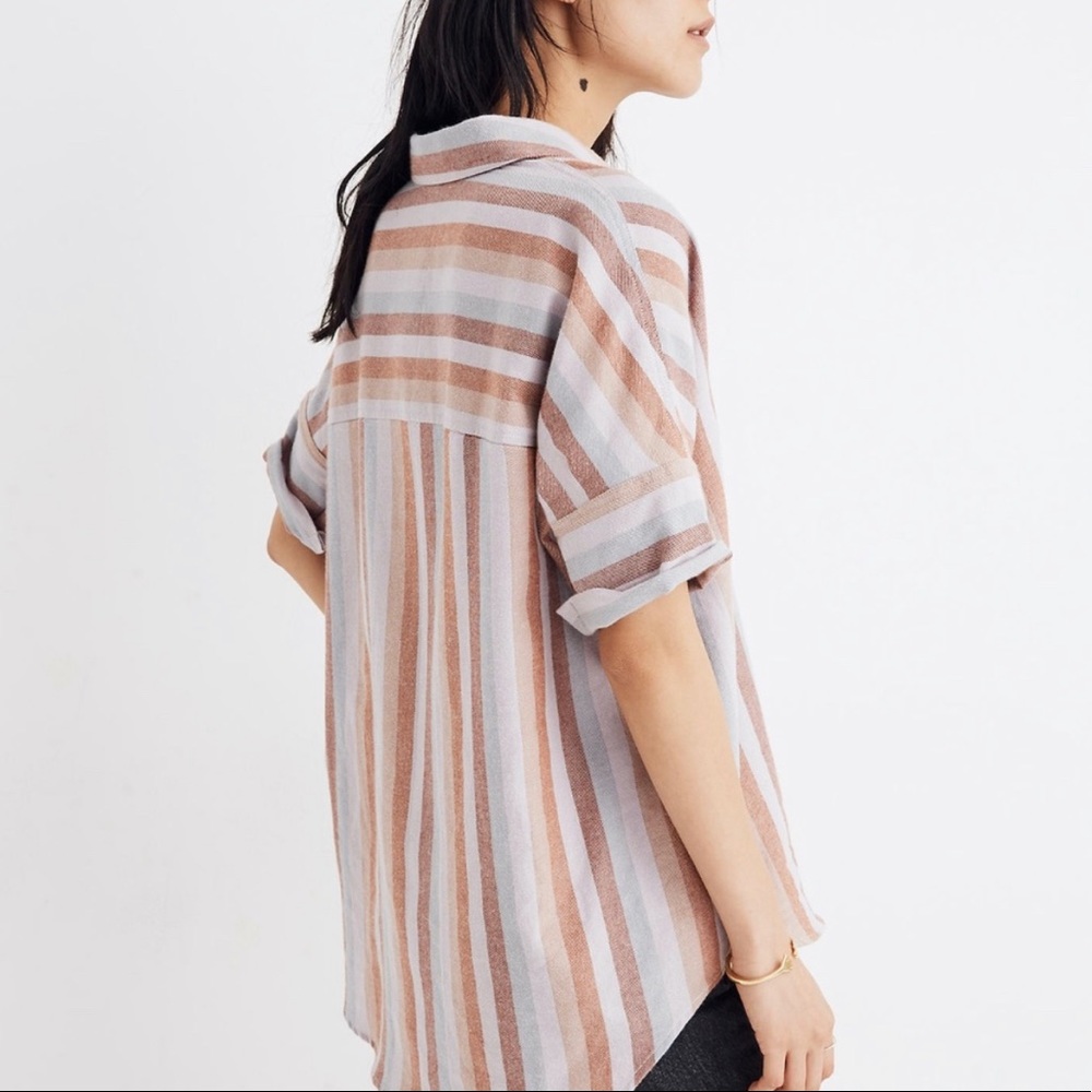 Madewell Flannel Courier Shirt in Sunrise Stripe